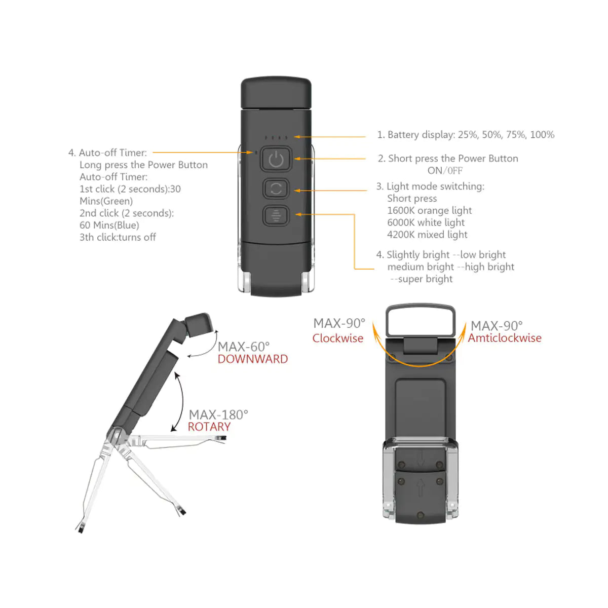 Reading light with stand