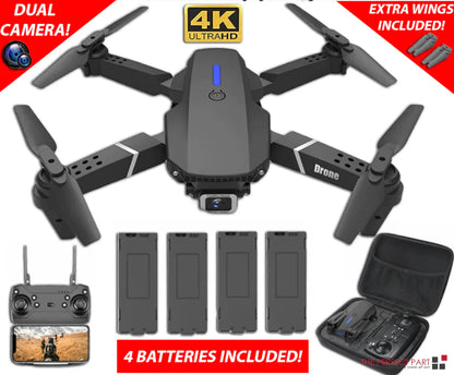 2023 New RC Drone With 4K HD Dual Camera WiFi FPV Foldable Quadcopter +4 Battery - Anti Spier 