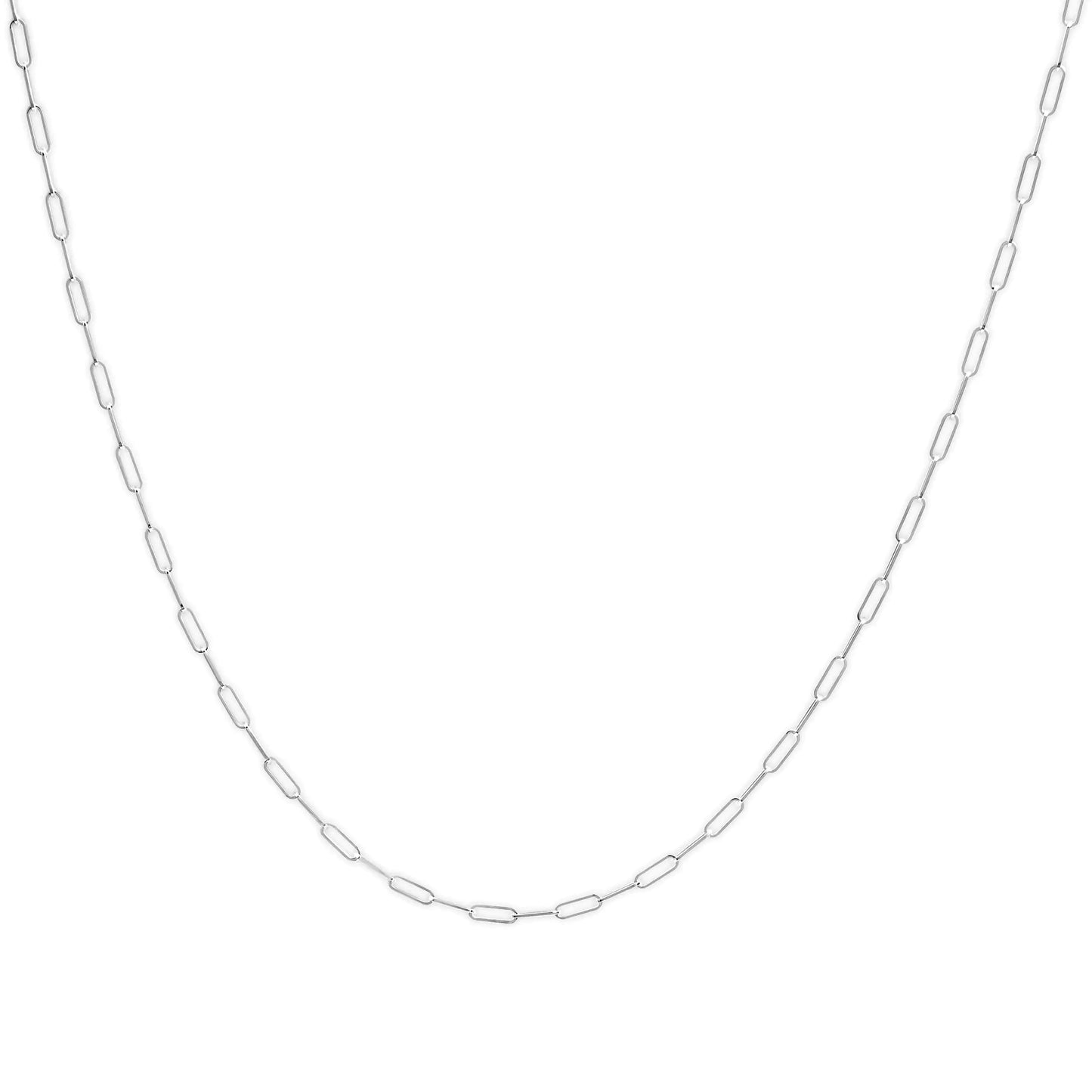 Unisex Solid 14K Gold 2.5mm Paperclip Chain Necklace - Anti Spier 