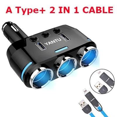 12V-24V Car splitter Cigarette Lighter Socket Plug Dual USB Charger Adapter