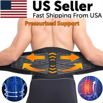 Lower Back Support Brace Lumbar Waist Belt Double Pull Breathable Belt Men Women - Anti Spier 