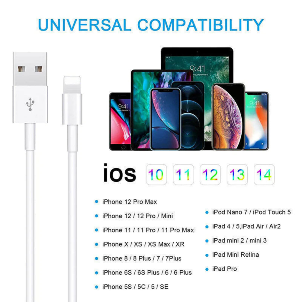 Extra Long 10FT USB Data Cable Cord For iPhone - Anti Spier 