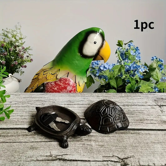 Heavy-Duty Cast Iron Turtle Key Box with Flip-Top Lid - Hidden Key Hider for Door, Garden, Patio - Spare Key Storage - Indoor/Outdoor - Home, Office, Cabin - Outdoor Concealment, Durable, Unique Organizer