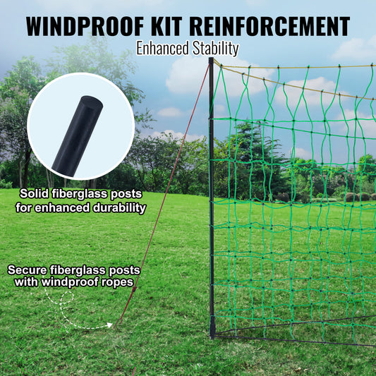 VEVOR Electric Fence Netting, 35 H X 164inch L, PE Net Fencing With Posts & Double-Spiked Stakes, Utility Portable Mesh For Goats, Sheep, Lambs, Deer, Hogs, Dogs, Used In Backyards, Farms, And Ranches