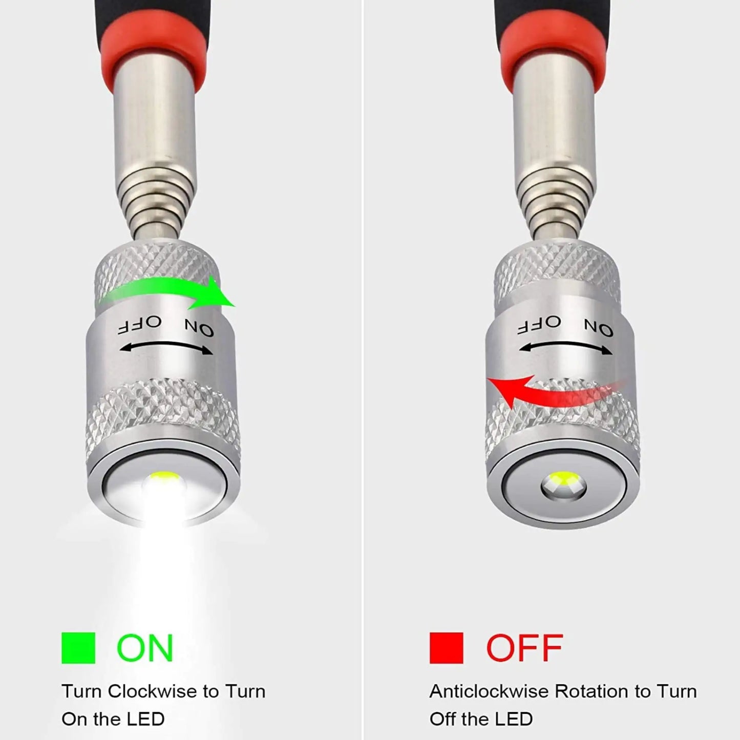 Magnetic Pick Up Tool with LED Light (2-Pack) - Anti Spier 