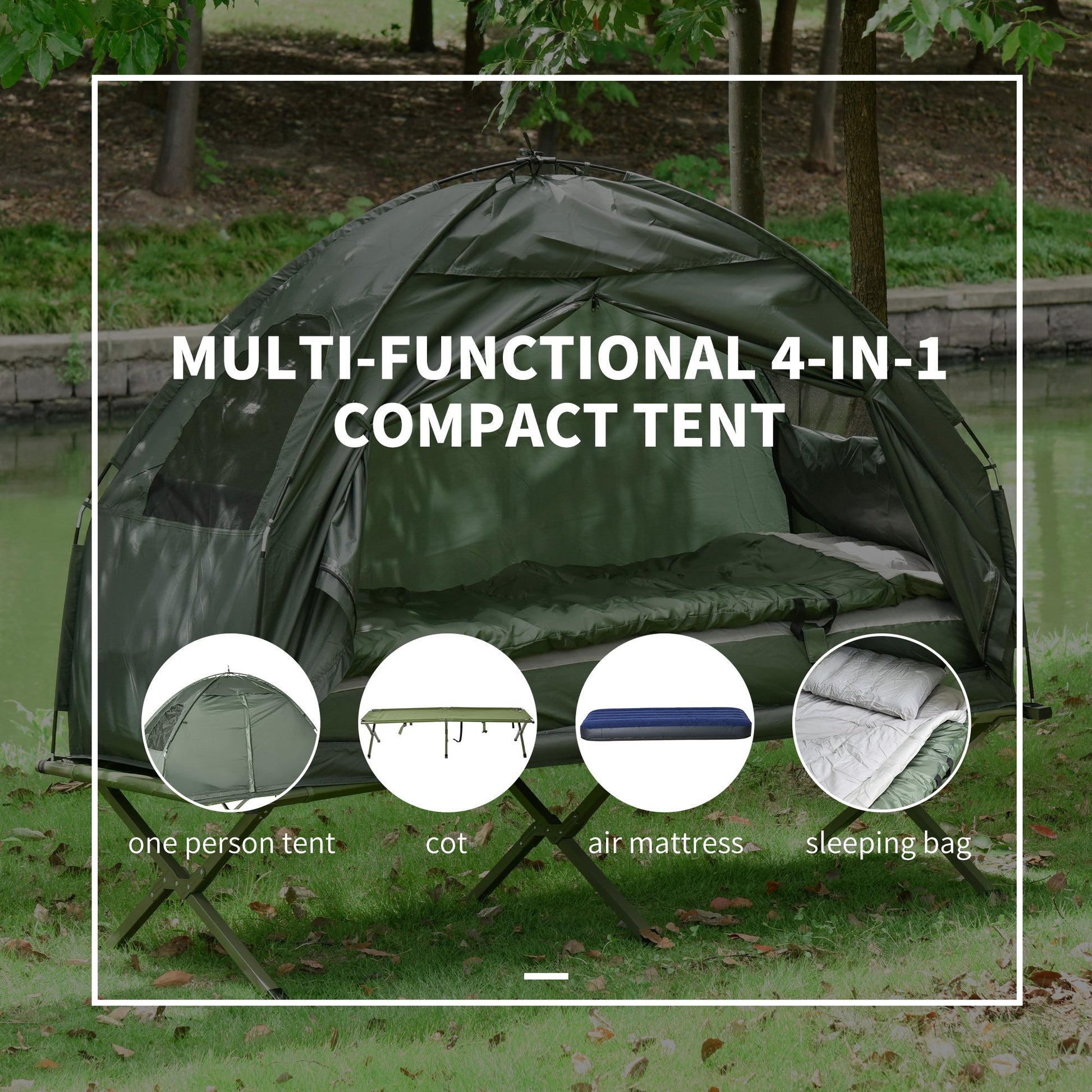 All-in-One Folding Camping Cots for Adults,Portable Single Sleeping Cot Camping Bed by Dropsure