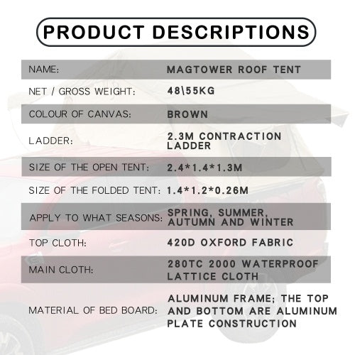 The Rooftop Tent Is Made Of 280TC 2000 Waterproof Lattice Cloth And Can Be Used As A Camping Essentials A Mobile Home