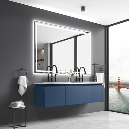 84 x 48 Inch LED Bathroom Mirror with Front and Backlight, Wall Mounted Vanity Mirror with Aluminum Frame, Anti-Fog, Memory, 3 Colors, Stepless Dimmable by Dropsure