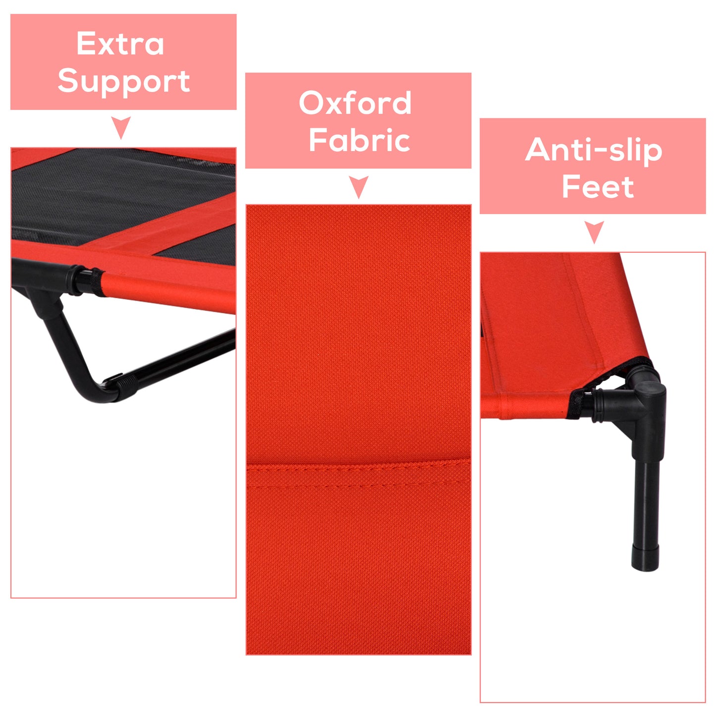 PawHut 36" x 30" Elevated Cooling Summer Dog Cot Pet Bed With Mesh Ventilation - Red by Dropsure