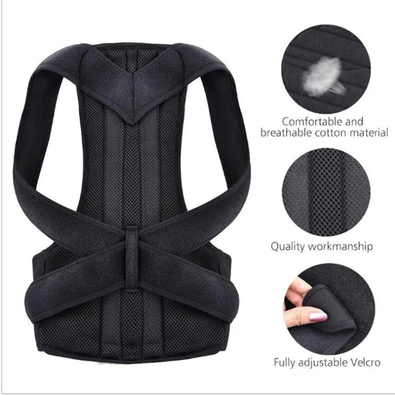 Adjustable Posture Corrector Low Back Support Shoulder Brace Belt For Men Women - Anti Spier 