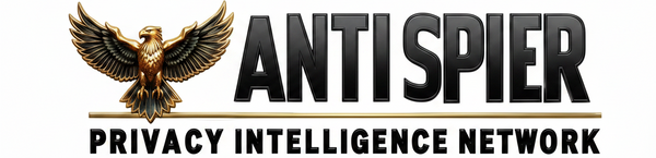 Logo of Antispier Privacy Intelligence Network with an eagle emblem on a white background