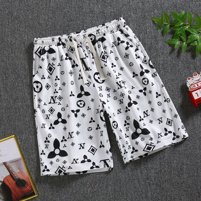 Quarter pants Men's summer beach pants Men's casual running shorts Men's 5 straight leg pants trend