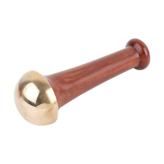 HealthAndYoga™ FootEase Kansa Vatki Stick - Ayurveda Bronze Foot Massager with Wooden Handle -Ancient Detox Pain Relief –Rough Surface for Exfoliation -Eases Tiredness and Relaxes Feet(Stick - Flamed)
