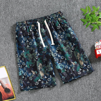 Quarter pants Men's summer beach pants Men's casual running shorts Men's 5 straight leg pants trend