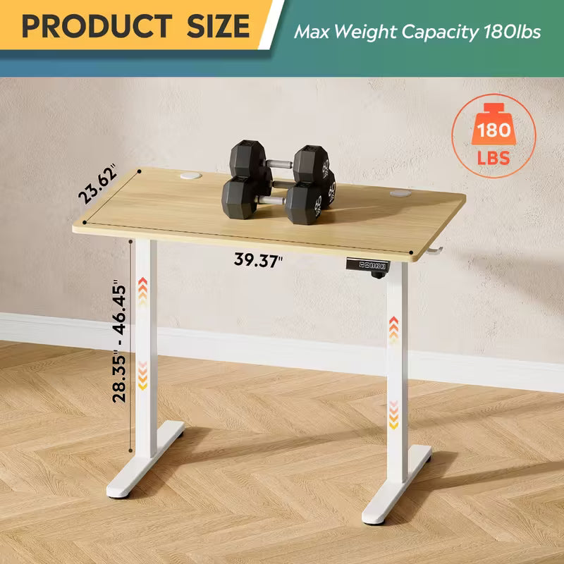 Electric Sit to Stand Desk with 3 Memory Presets, Adjustable Height Stand up Desk, Height Adjustable Standing Computer Desk for Home Office, 40/ 55/ 63/ 71 Inches, Ergonomic Workspace, Workspace Furniture, Sleek Design, Modern Desk