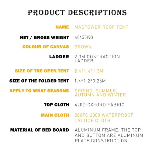 The Rooftop Tent Is Made Of 280TC 2000 Waterproof Lattice Cloth And Can Be Used As A Camping Essentials A Mobile Home