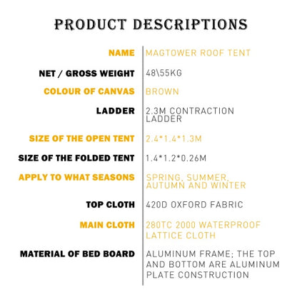The Rooftop Tent Is Made Of 280TC 2000 Waterproof Lattice Cloth And Can Be Used As A Camping Essentials A Mobile Home