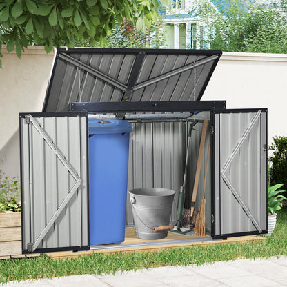 Garbage Bin Shed Stores 2 Trash Cans Metal Outdoor Bin Shed for Garbage Storage,Stainless Galvanized Steel, Bin Shed for Garden Yard Lawn, Black (W540P176424 ) Upgraded version by Dropsure
