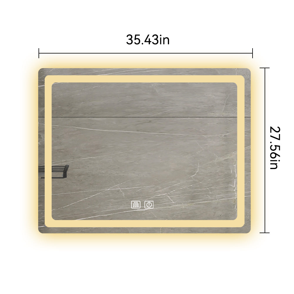 36 in. H LED Single Bathroom Vanity Mirror in Polished Crystal Bathroom Vanity LED Mirror for Bathroom Wall Smart Lighted Vanity Mirrors by Dropsure