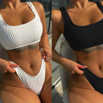 two-piece bikini (Bikini) beach solid color swimwear