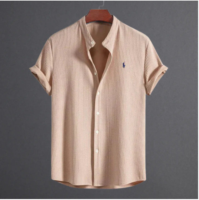 Men's summer new men men's short sleeve solid color men's shirt top