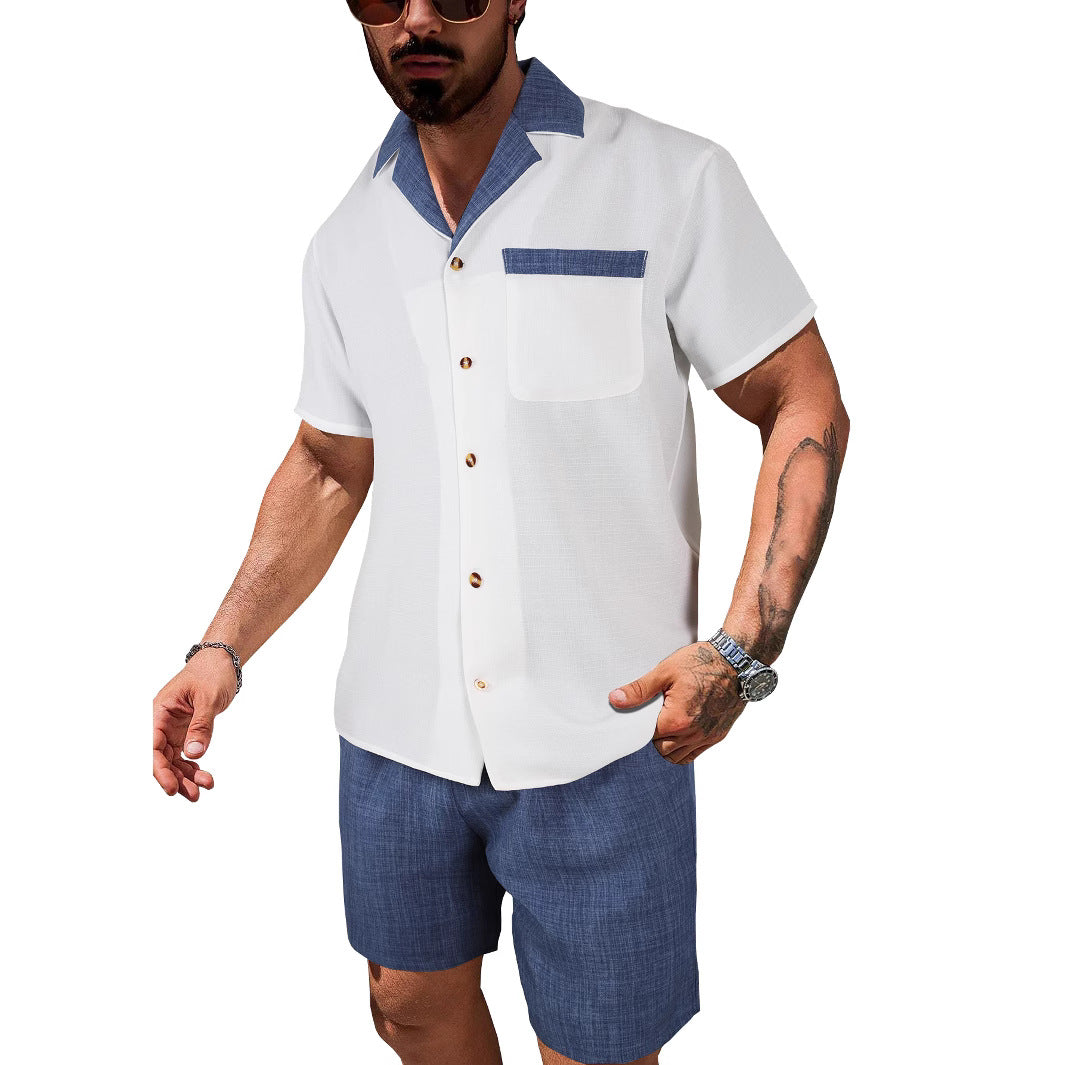 Men's short-sleeved shirt, Hawaiian print casual shirt, men's beach shirt