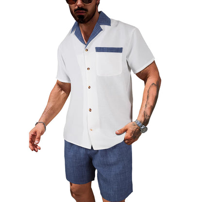 Men's short-sleeved shirt, Hawaiian print casual shirt, men's beach shirt