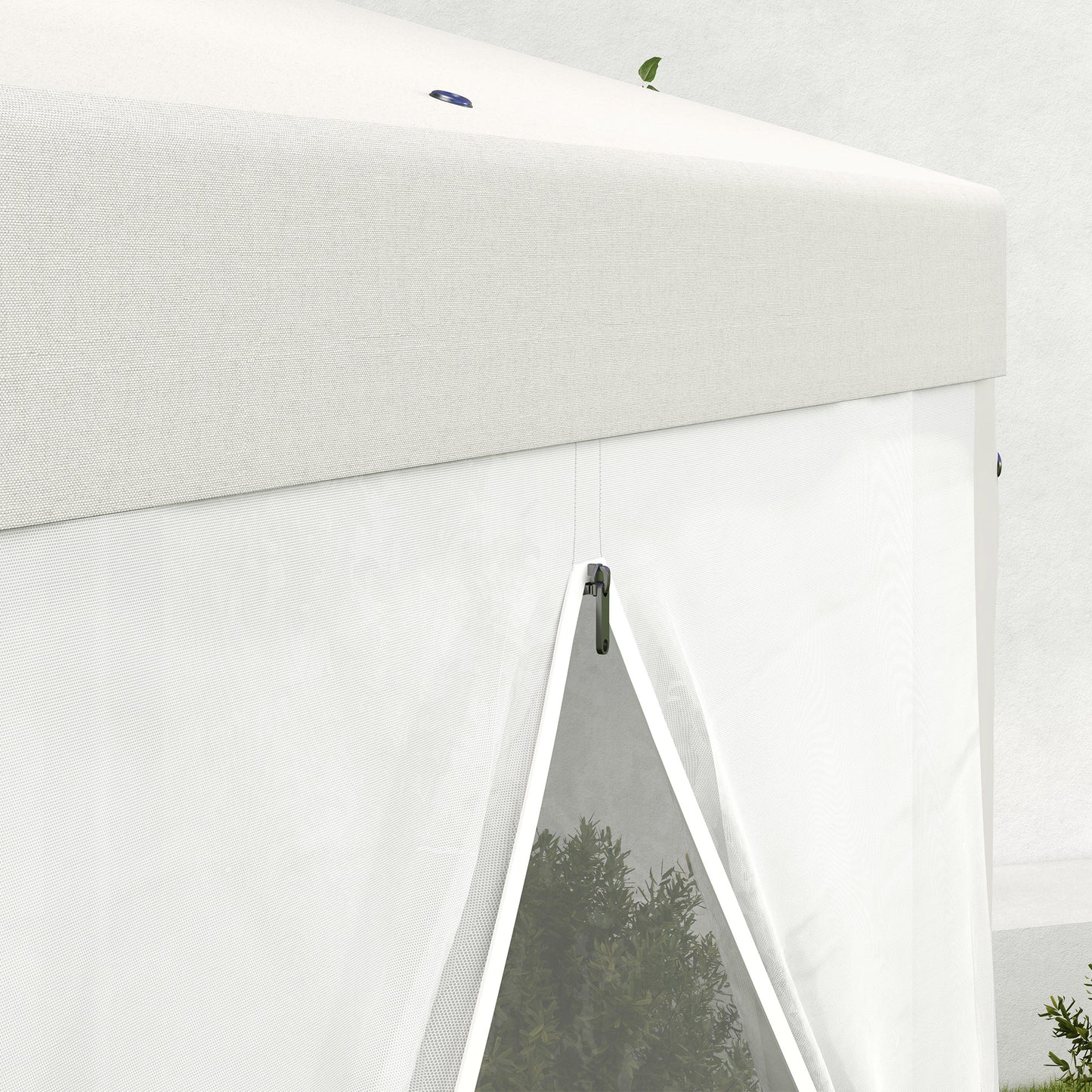 Outsunny 13ft x 11ft Outdoor Party Tent, Hexagon Sun Shade Shelter Canopy with Protective Mesh Screen Sidewalls, Ropes & Stakes, Cream White by Dropsure