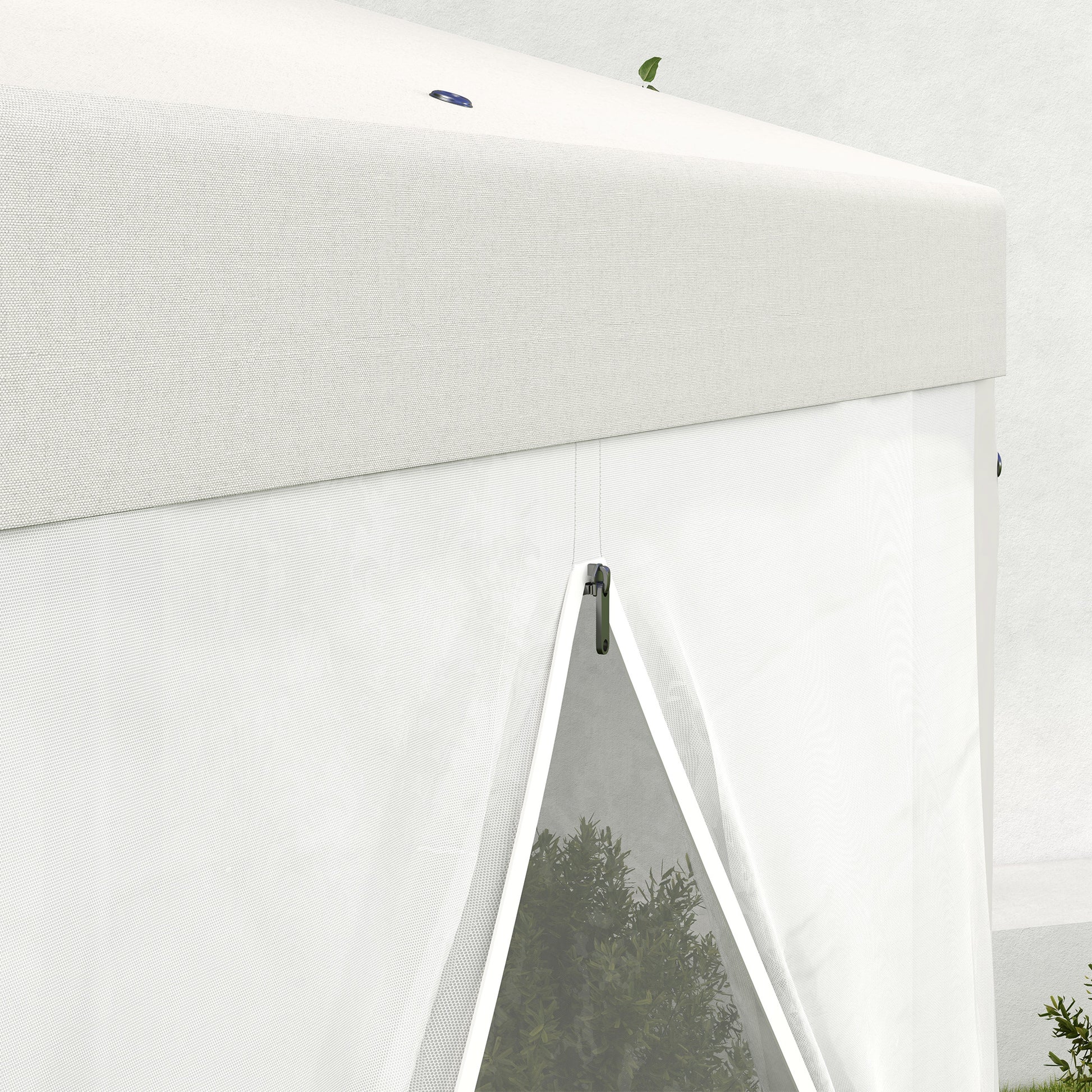 Outsunny 13ft x 11ft Outdoor Party Tent, Hexagon Sun Shade Shelter Canopy with Protective Mesh Screen Sidewalls, Ropes & Stakes, Cream White by Dropsure