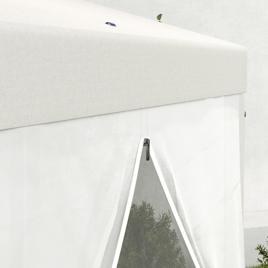 Outsunny 13ft x 11ft Outdoor Party Tent, Hexagon Sun Shade Shelter Canopy with Protective Mesh Screen Sidewalls, Ropes & Stakes, Cream White by Dropsure