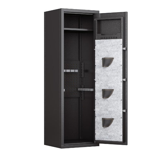 Large Gun Safe With 3 Pistol Pouches, Heavy Duty Biometric Fingerprint Lock, Rifle Gun Safe With Adjustable Stand