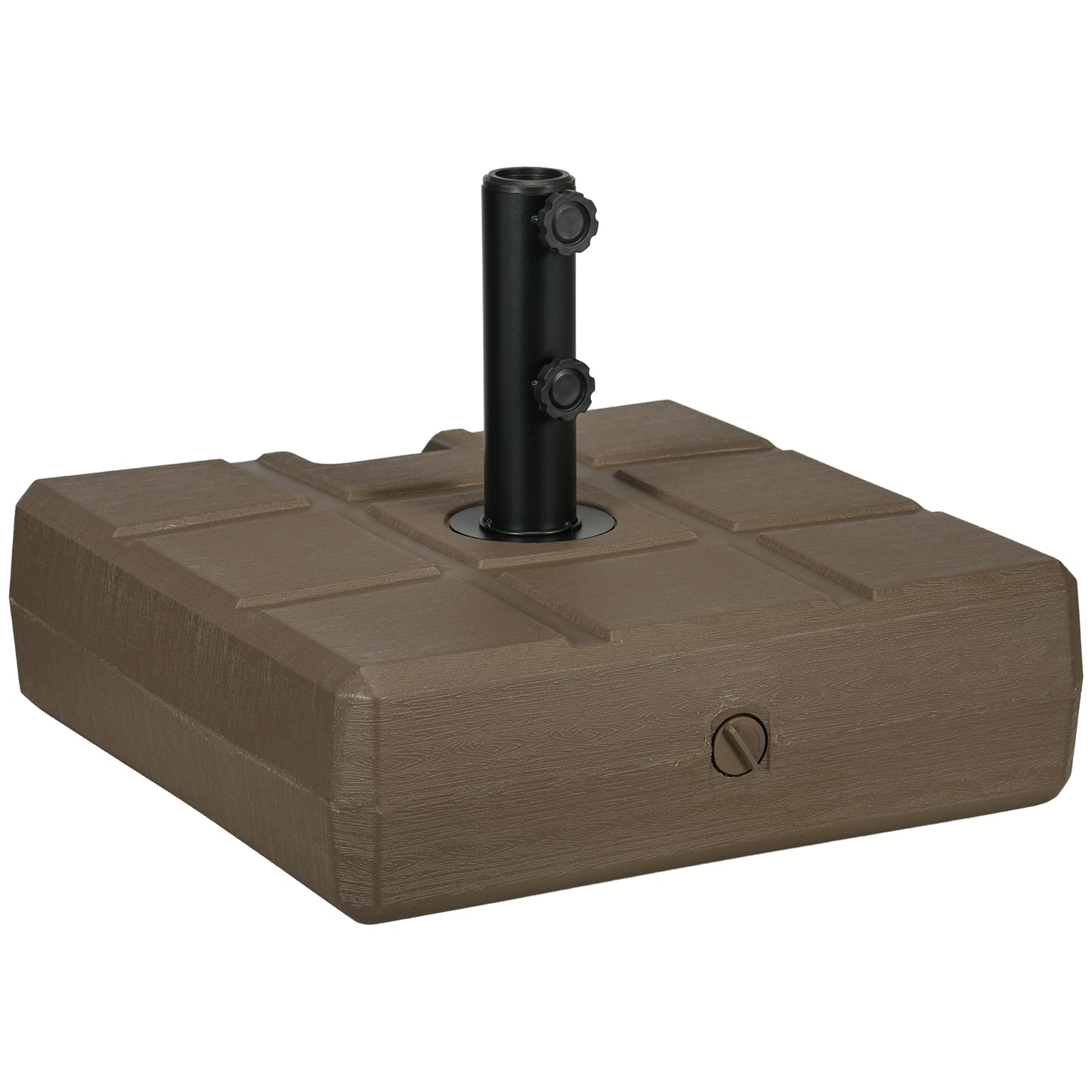 Outsunny 88 lbs. Fillable Umbrella Base with Steel Umbrella Holder Umbrella Poles, Square & Reversible Heavy Duty Market Umbrella Stand, Brown by Dropsure