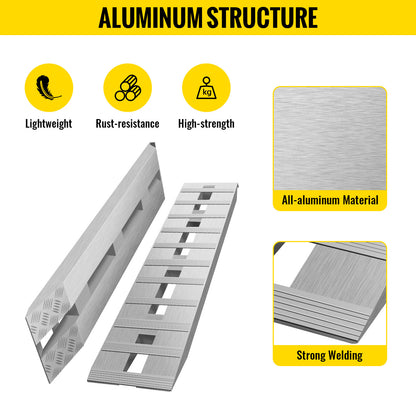 VEVOR 60'X 12 X 2.5inch Aluminum Trailer Ramps 6000LBS Total Beavertail Hook End 1 Pair 2 Ramps