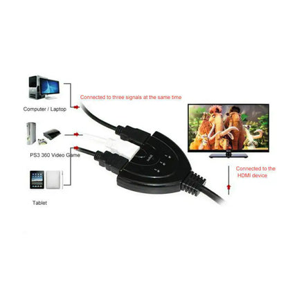 3 Port HDMI Splitter Cable 1080/4K Switch Switcher HUB Adapter for HDTV PS4 Xbox