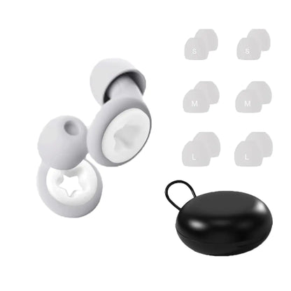 Ear Plugs for Sleeping Noise Reduction Reusable Earplugs 28dB Noise Cancelling Hearing Protection Soft Silicone Ear Plugs for Concerts Sleep Motorcycle Snoring with 6 Pairs Eartips S/M/L- White