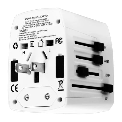 5Core Universal Travel Adapter International Power Adapters 3 Pack Multicharger Plug w 4 USB Ports - Anti Spier 