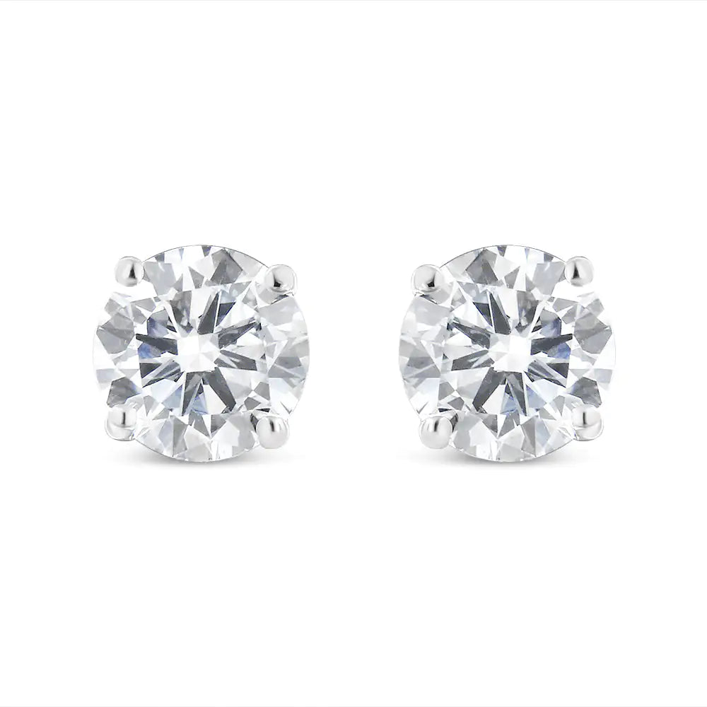 14K White Gold 2.00 Cttw Lab Grown Round Brilliant-Cut Diamond Classic 4-Prong Stud Earrings with Screw Backs (F-G color, VVS2-VS1 Clarity) - Anti Spier 