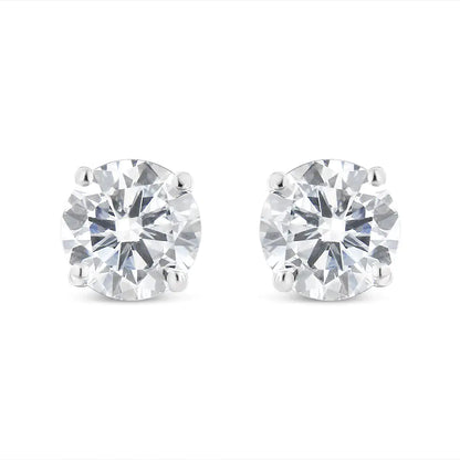 14K White Gold 2.00 Cttw Lab Grown Round Brilliant-Cut Diamond Classic 4-Prong Stud Earrings with Screw Backs (F-G color, VVS2-VS1 Clarity) - Anti Spier 