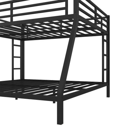 Metal Queen Over King Bunk Bed For Teens And Adults,Space-Saving Noise Reduced No Box Spring Needed, Black