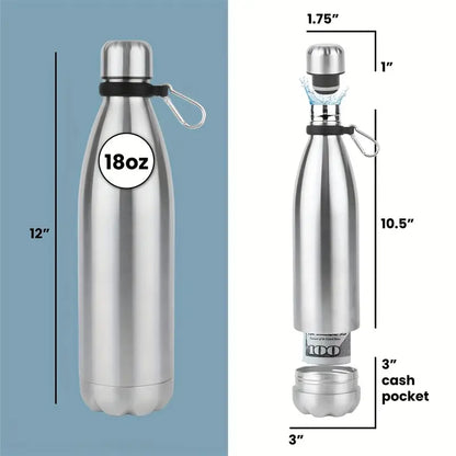 1pc Stainless Steel Insulated Water Bottle with Hidden Compartment - Leak-Proof, Keeps Drinks Hot/Cold, Portable for Travel, Commuting, Outdoor Activities, Commuting Hydration, Sleek Design, Secure Lid Design