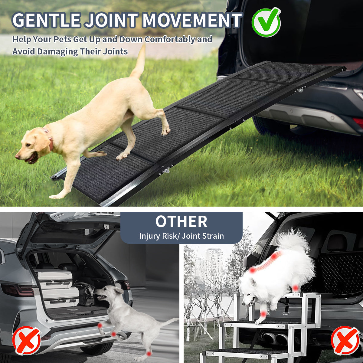 Dog Ramp for Car, 63" Long & 17" Wide Folding Portable Pet Stair Ramp with Non-Slip Rug Surface, Extra Wide Dog Steps for Medium & Large Dogs Up to 250LBS Enter a Car, SUV & Truck by Dropsure
