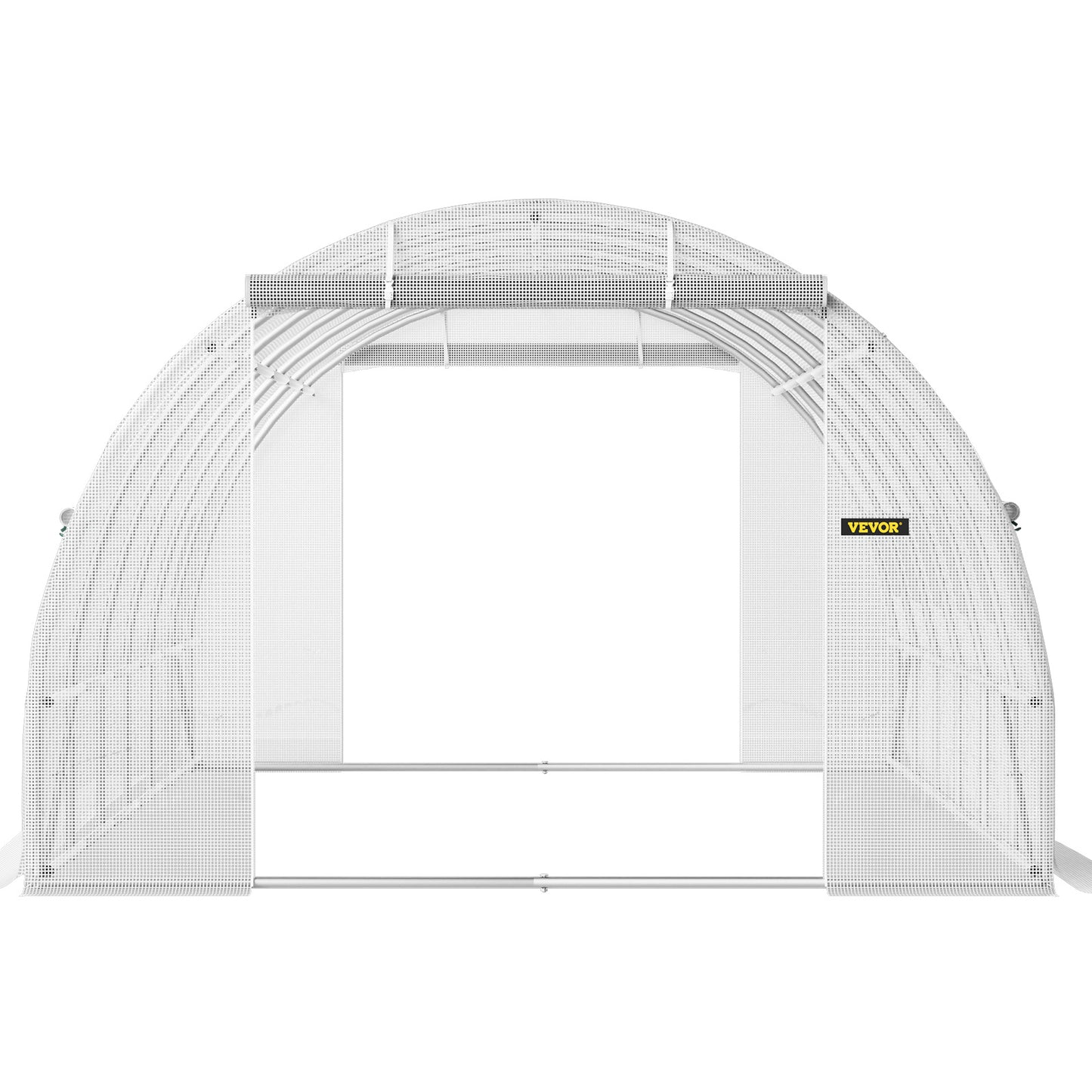 VEVOR Walk-in Tunnel Greenhouse, 20 X 10 X 7 Ft Portable Plant Hot House W Galvanized Steel Hoops, 3 Top Beams, Diagonal Poles, 2 Zippered Doors & 12 Roll-up Windows, White