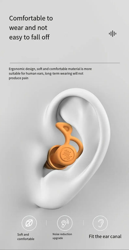 Silicone Noise-Canceling Earplugs for Sleeping - Reusable, Snore & Swimming Comfort, Quiet Night's Rest