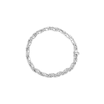 14K White Gold 2.00 Cttw Diamond Cluster and Spiral Link Bracelet (I-J Color, I1-I2 Clarity) - 7" - Anti Spier 