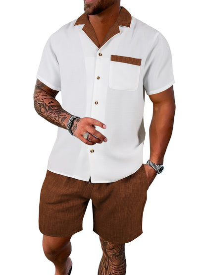 Men's short-sleeved shirt, Hawaiian print casual shirt, men's beach shirt