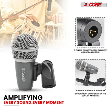 5Core Tabla Microphone Set Uni-Directional XLR Kick Snare Bayan Dayan Instrument Mic