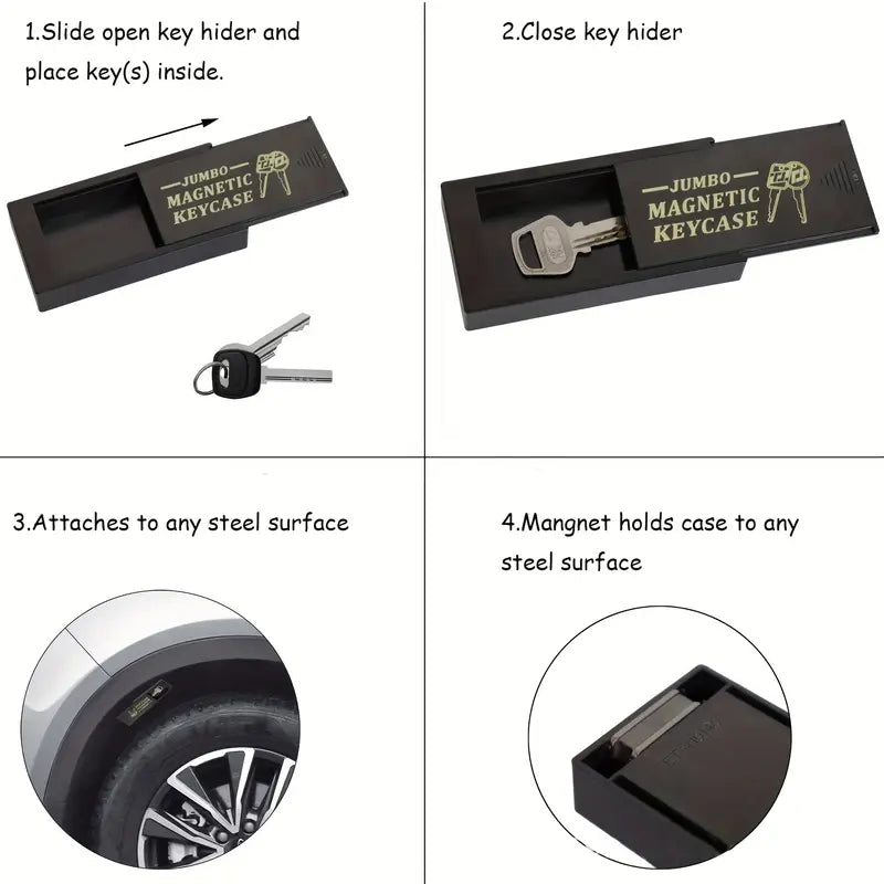 1pc Jumbo Magnetic Keycase - Durable, Secure Spare Key Holder for Cars, RVs, Boats, Homes & Airbnb - Emergency Situations