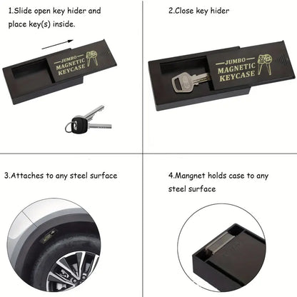 1pc Jumbo Magnetic Keycase - Durable, Secure Spare Key Holder for Cars, RVs, Boats, Homes & Airbnb - Emergency Situations