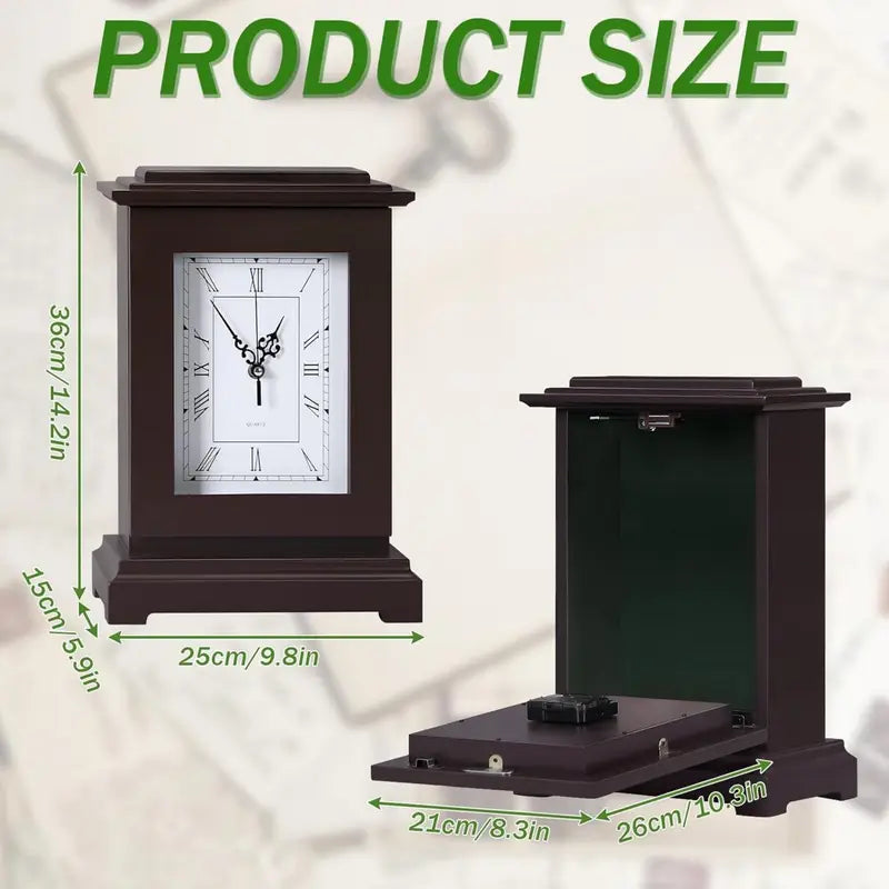 Rubber Wood Material, Glass Mirror Surface. Protect Your Cash, Passport, Jewelry, Documents, Or Keys. Convenient For Storing Valuables. Charming Wooden Structure