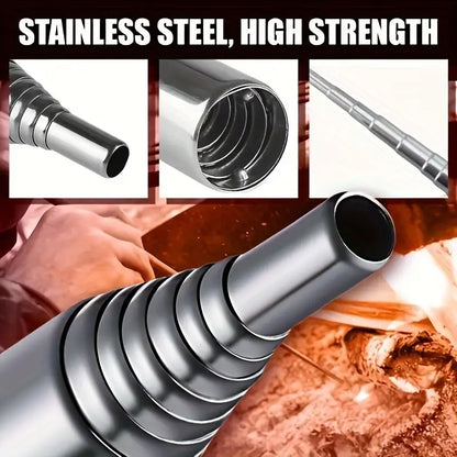 1pc Retractable Stainless Steel Fire Blowing Tube - Essential Camping & Hiking Gear for Outdoor Adventures - Portable, Durable, and Easy-to-Use Fire Starter for Travel, Backpacking, and Survival, Without Battery